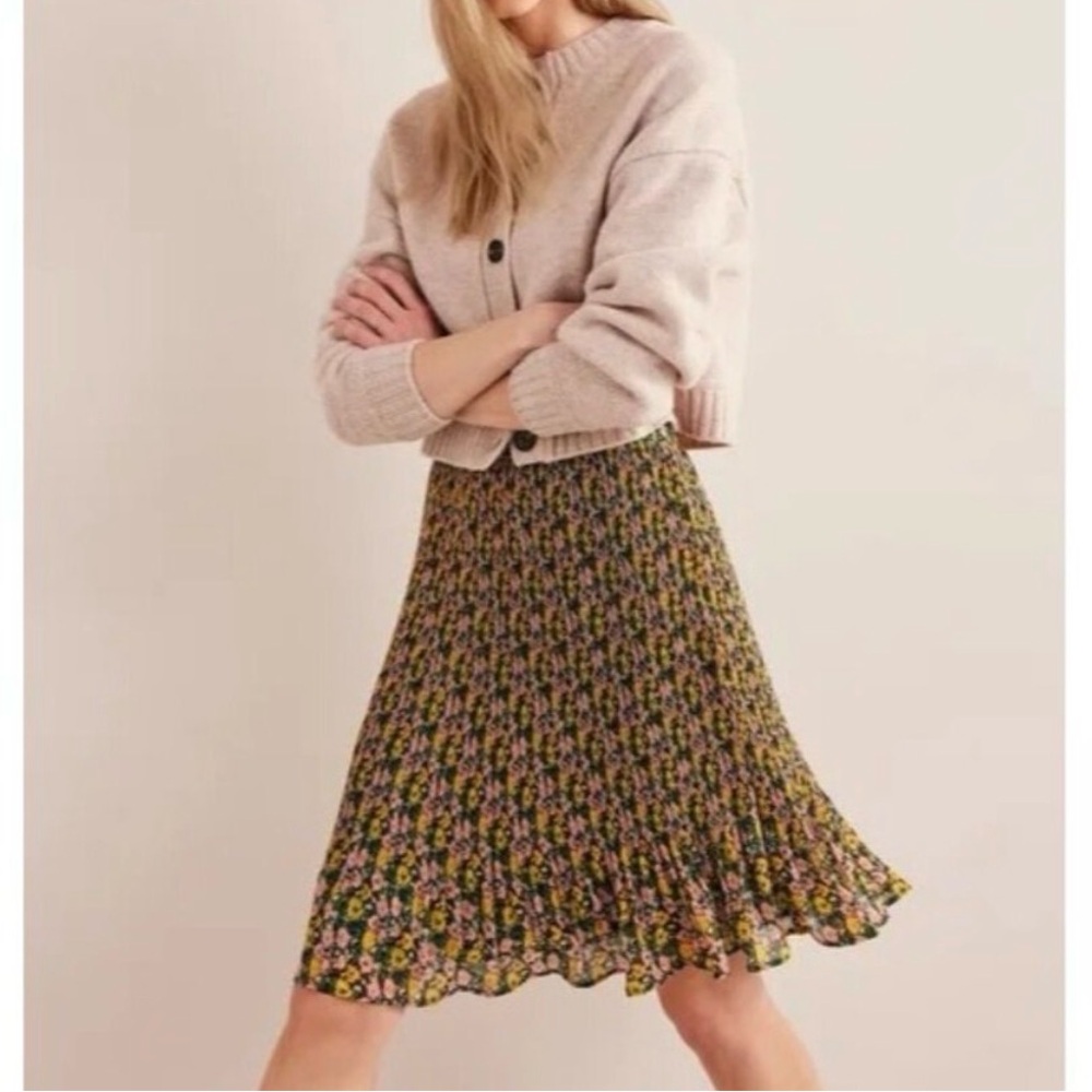 Boden Floral Pleated Midi Skirt – Size 2